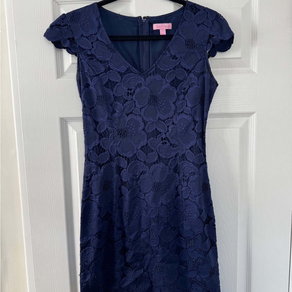 Lilly Pulitzer Navy Floral Lace Mini Dress
